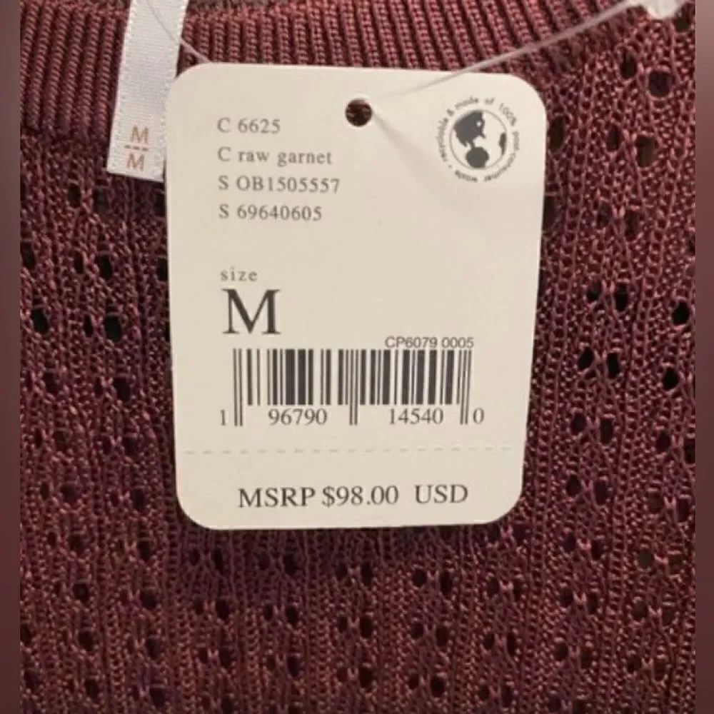 🛍️Free People H2O Crew pullover Top in Row garnet size: Medium 🎉Long sleeve ✨